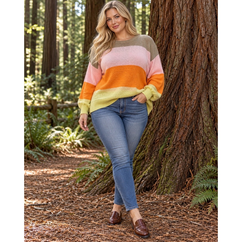 Mud Pie Montana Colorblock Striped Sweater Womens O/S Fall NWT